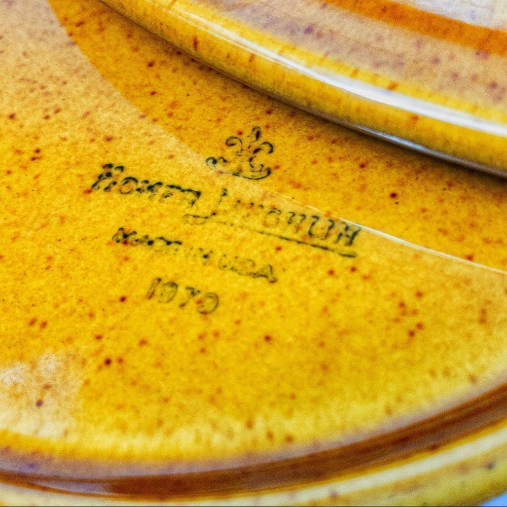 2 VTG Homer Laughlin Gold Glade Dinner Plates 1970 - Picture 6 of 7